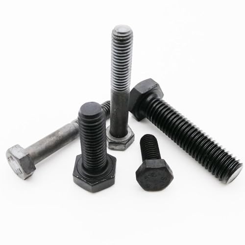 Zkensh-Bolts 1/10 Stück M6 M8 M10 M12 M14 M16 Schwarzer legierter Stahl der Güteklasse 12.9, metrisches Gewinde GB5783 DIN933, Außensechskant-Sechskantschraube Weit verbreitet(55mm,2pcs M10) von Bouoely
