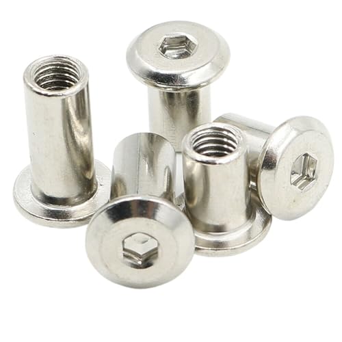 Zkensh-Bolts M6 M8 M10 Nickel Stahl Nietmutter Innensechskant Möbelverbinder Hutmuttern Zylinder, 50 Stück, Weit verbreitet(Pack of 50pcs,M6x10mm) von Bouoely