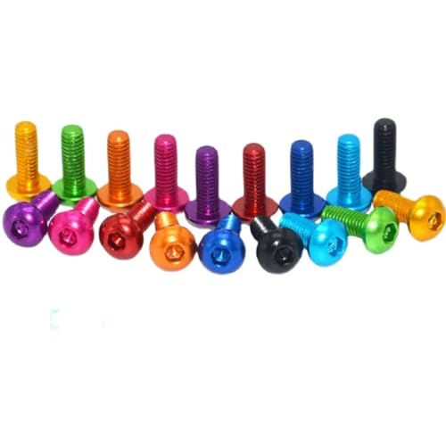 Zkensh-Bolts Rundschraube M4 - M5 - M6 Bunte Aluminiumlegierung Sechskant-Innensechskant-Halbrundkopf-Maschinenschraubenbolzen, 10 Stück, Weit verbreitet(Light Blue,M6x10) von Bouoely