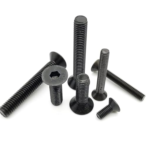 Zkensh-Bolts Schwarzer Stahl der Güteklasse 10.9, Sechskant-Innensechskantschraube, flacher Senkkopf, M1,6, M2, M2,5, M3, M4, M5, M6, M8-Schraube, 5/10/50 Stück, Weit verbreitet(12mm,M8 (5pcs)) von Bouoely
