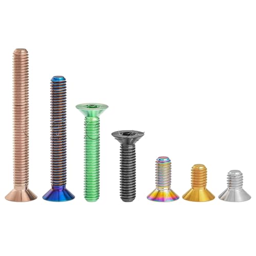 Zkensh-Bolts Titanbolzen M6/M8x10/12/15/20/25/30/35/40/45/50/55/60 mm Torx-Kopfschraube for Fahrrad, 4 Stück Weit verbreitet(Rainbow,60mm) von Bouoely