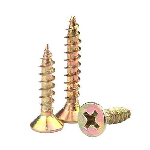 Zkensh-Bolts Verzinkte Kreuzschlitz-Senkkopfschrauben for Faserplatten, Spanplatten, Flachkopf, selbstschneidende Holzschrauben M3 M3,5 M4 M5 M6, 100 Stück Weit verbreitet(10mm x100pcs,M3.5) von Bouoely