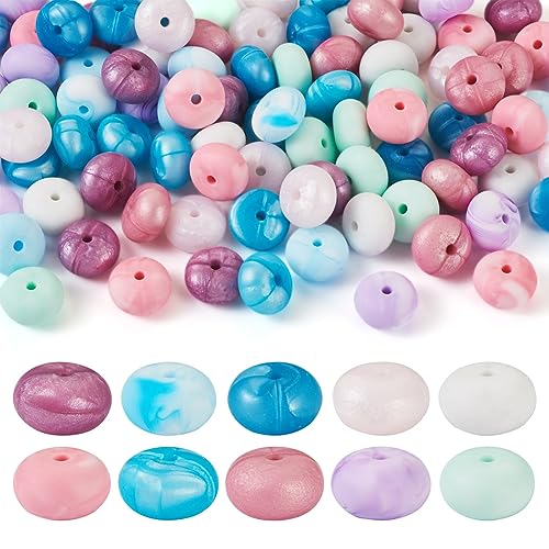 Boutigem 100Pcs Abacus Silicone Beads 13.5~14mm Colorful Rubber Silicone Rondelle Loose Spacer Beads Bulk for Jewelry Craft Making Decor, SIL-TA0001-42-BG-EU Boutigem 100Pcs Abacus Silicone Beads 13.5~14mm Colorful Rubber Silicone Rondelle Loose Spacer Beads Bulk for Jewelry Craft Making Decor, SIL-TA0001-42-BG-EU von Boutigem