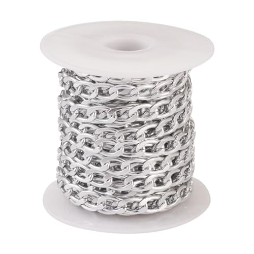 Boutigem 16,4 Meter Aluminium Kandare Ketten Silber verdreht Metall Armbänder Halsketten Link Ketten Bulk 10x6x1.6mm für DIY Schmuck Machen Boutigem 16,4 Meter Aluminium Kandare Ketten Silber verdreht Metall Armbänder Halsketten Link Ketten Bulk 10x6x1.6mm für DIY Schmuck Machen von Boutigem
