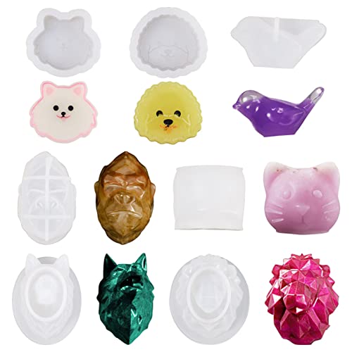 Boutigem 7 Stück Tierharz-Silikonform Resin Gießform Tablett 3D Wolf Löwe Orang-Utan Epoxidharz Form für handgefertigte Kerzen DIY Harz Handwerk Schmuck Heimdekoration Boutigem 7 Stück Tierharz-Silikonform Resin Gießform Tablett 3D Wolf Löwe Orang-Utan Epoxidharz Form für handgefertigte Kerzen DIY Harz Handwerk Schmuck Heimdekoration von Boutigem
