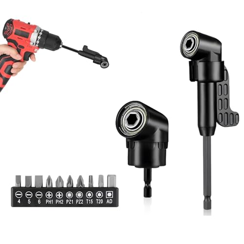 Boutihao 2 Stk 105° Winkelschrauber Vorsatz Adapter, Winkelaufsatz Set bit Verlängerung, Winkelschrauber Aufsatz Set mit 1/4-Zoll Sechskantschaft, Winkelbohraufsatz für Bauarbeiter, Garage von Boutihao