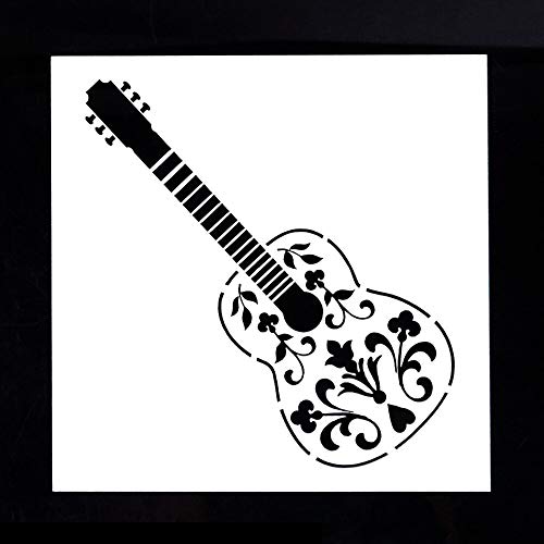 Boutique d'isacrea Schablone aus Kunststoff, 13 x 13 cm, Gitarre (02) von Boutique d'isacrea