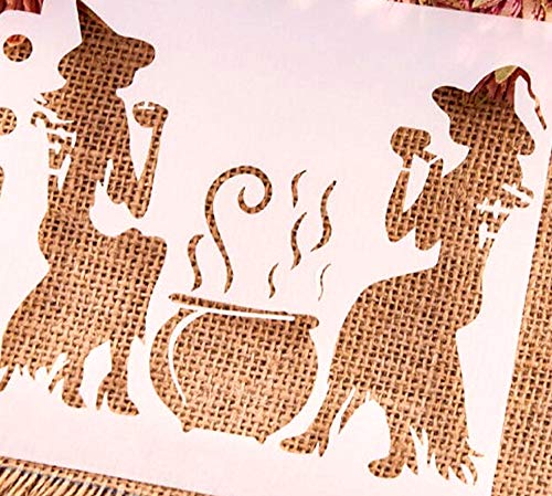 Boutique d'isacrea Schablone aus Kunststoff, 13 x 13 cm, Hexe (02) von Boutique d'isacrea