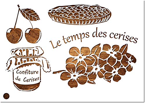 Mylar-Kunststoff-Schablone im Format A4 (21 x 29,7 cm): Die Zeit der Kirschen Mylar-Kunststoff-Schablone im Format A4 (21 x 29,7 cm): Die Zeit der Kirschen von Boutique d'isacrea