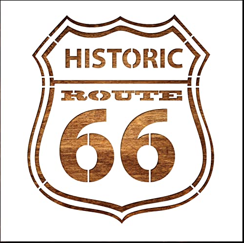 Boutique d'Isacrea Schablone 28 x 28 cm, Schild Route 66, Mylar, Wiederverwendbar von Boutique d'isacrea