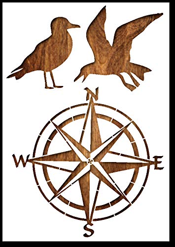 Schablone A6 (10,5 x 15 cm) aus Mylar: Maritime und Möwen von Boutique d'isacrea
