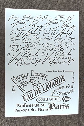 Boutique d'Iascrea Schablone, Kunststoff, A4, Stil „Eau de Lavendel“, „Esprit Provence“ und „Manuscrit“ Boutique d'Iascrea Schablone, Kunststoff, A4, Stil „Eau de Lavendel“, „Esprit Provence“ und „Manuscrit“ von Boutique d'isacrea