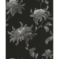 Boutique - Julian MacDonald - Vliestapete - Blumen - Schwarz / Silber - 10m x 52cm von Boutique
