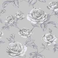 Vliestapete - Rosen/Blumen - Mica Effekt - Silber - 10m x 52cm - Silber - Boutique von Boutique