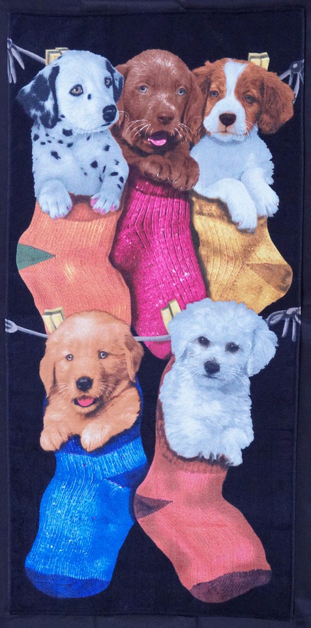 Bouton Strandtuch Liegetuch Saunatuch Duschtuch 76x152 Puppies Socken Hunde 4693 von Bouton