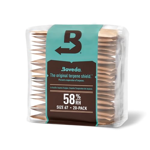 Boveda zur Aufbewahrung von Kräutern | 2-Wege-Feuchtigkeitsregulierung mit 58% relativer Feuchtigkeit | Größe 67 schützt bis zu 450 g Blüten | verhindert den Verlust von Terpenen | 20 Stück Boveda zur Aufbewahrung von Kräutern | 2-Wege-Feuchtigkeitsregulierung mit 58% relativer Feuchtigkeit | Größe 67 schützt bis zu 450 g Blüten | verhindert den Verlust von Terpenen | 20 Stück von Boveda