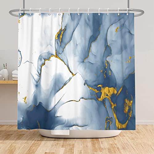 Bovlleetd 152x183cm Marmor Duschvorhang Grau Gold Badezimmer Vorhang Modern Badezimmer Dekorativ Vorhang Abstrakt Badezimmer Vorhang Wasserdicht Badewanne Vorhang mit Haken von Bovlleetd