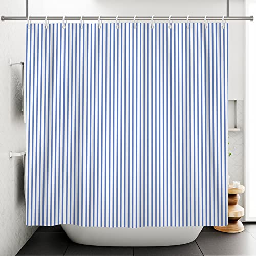 Bovlleetd 180x180cm Duschvorhang für Badewanne, blau-weißer vertikaler Streifen Duschvorhang europäischer Badezimmer-dekorativer Vorhang wasserdichter Badewannen-Vorhang für Badewannen-Dekoration von Bovlleetd