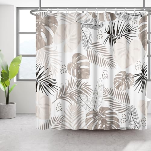 Bovlleetd 183x183cm Bohemian Badezimmer Vorhang Wasserdicht Abstrakte Kunst Duschvorhang Mid-Century Tropical Plant Duschvorhänge Waschbar Badewanne Dekorative Vorhang mit Haken von Bovlleetd