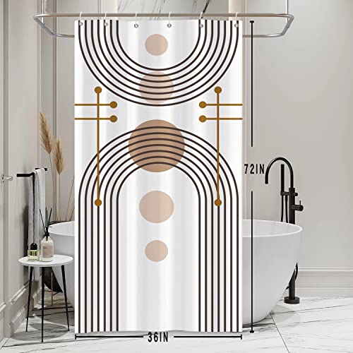 Bovlleetd Boho Stall Stoff Duschvorhang Moderne Kunst Minimalistische Bogen Muster abstrakte Linien 36x72 Zoll Bad schmale Größe Duschvorhang mit Ösen wasserdicht Duschvorhang Set 6 Löcher von Bovlleetd