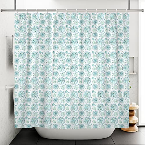 Bovlleetd Floraler Duschvorhang 180x180cm marokkanischer eleganter Blumen-Badezimmervorhang blaugrünes Gänseblümchen-Badezimmer-Dekor-Vorhang, wasserdichter Wannenvorhang mit Haken von Bovlleetd