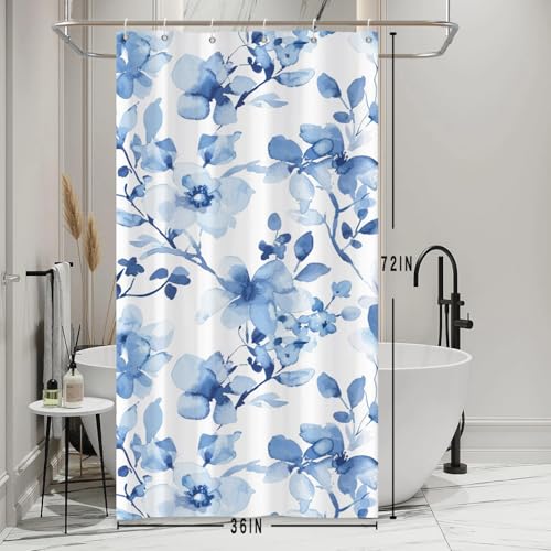 Bovlleetd Frühling Duschvorhang Gedämpfte Blaue Florale Duschvorhänge für Badezimmer Aquarell Kunst Duschvorhang mit Haken Polyester Wasserdicht 180x100cm Bovlleetd Frühling Duschvorhang Gedämpfte Blaue Florale Duschvorhänge für Badezimmer Aquarell Kunst Duschvorhang mit Haken Polyester Wasserdicht 180x100cm von Bovlleetd