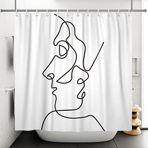 Bovlleetd Minimalistische Kunst Duschvorhang Linien Menschliches Gesicht Badezimmer Vorhang Abstrakt Mann und Frau Küssen Duschvorhänge Weißer Hintergrund Badewanne Vorhang 152x183cm Bovlleetd Minimalistische Kunst Duschvorhang Linien Menschliches Gesicht Badezimmer Vorhang Abstrakt Mann und Frau Küssen Duschvorhänge Weißer Hintergrund Badewanne Vorhang 152x183cm von Bovlleetd