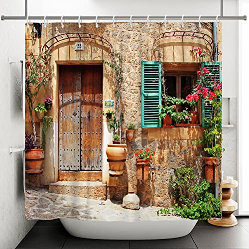 Bovlleetd Retro Town Duschvorhang Italienische Landschaft Vintage Town Badvorhang Mittelalterliches Historisches Gebäude Duschvorhänge Sonniger Nachmittag Badezimmer Dekorativer Vorhang 180x180cm Bovlleetd Retro Town Duschvorhang Italienische Landschaft Vintage Town Badvorhang Mittelalterliches Historisches Gebäude Duschvorhänge Sonniger Nachmittag Badezimmer Dekorativer Vorhang 180x180cm von Bovlleetd