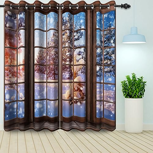 Bovlleetd Winter Verdunkelungsvorhänge Rustikale Fenstervorhänge für Schlafzimmer Behandlungen Raumverdunkelung Fenstervorhänge für Schlafzimmer 2 Stück 140x145cm von Bovlleetd