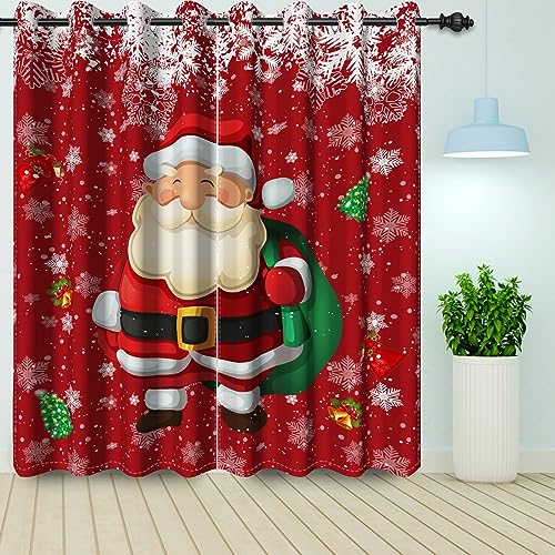 Bovlleetd Winter Weihnachten Fenster Vorhänge Weihnachtsmann Xmas Baum Schneeflocke Rot Blackout Vorhang für Schlafzimmer Fenster Behandlung Vorhänge 2 Stück 117x183cm von Bovlleetd