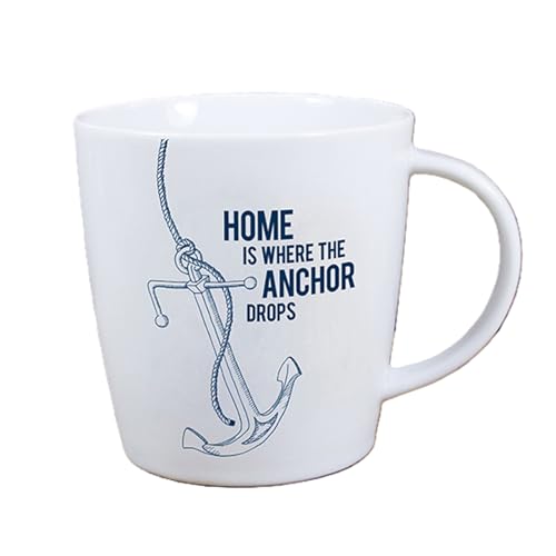 Bow & Hummingbird - 1824021-7 - Kaffeebecher, Maritim, Home is where the anchor drops, Porzellan, 10cm x 9,5cm, 360ml, spülmaschinen- und mikrowellengeeignet von Bow & Hummingbird