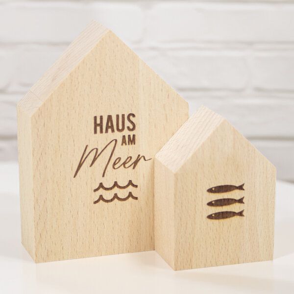 Bow & Hummingbird 2er Set Deko-Holzhäuschen Haus am Meer von Bow & Hummingbird