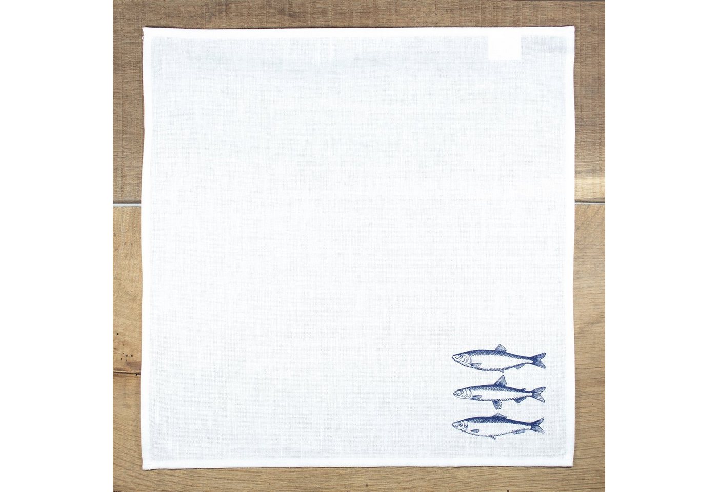 Bow & Hummingbird Stoffserviette maritime Halbleinen-Serviette Fische, Hochwertig im Siebdruck bedruckt von Bow & Hummingbird