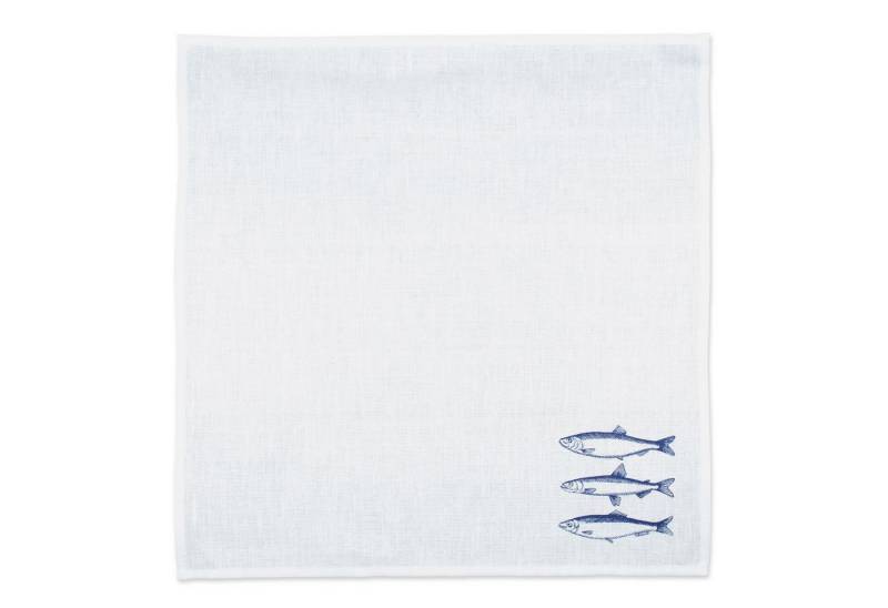 Bow & Hummingbird Stoffserviette maritime Halbleinen-Serviette Fische, Hochwertig im Siebdruck bedruckt von Bow & Hummingbird