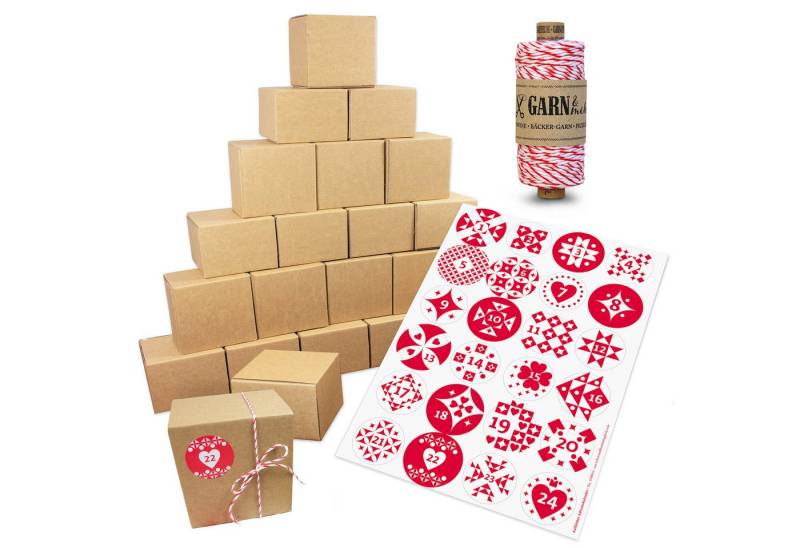 Bow & Hummingbird befüllbarer Adventskalender mit Boxen "Rot/Weiß" + 50 Füll-Ideen gratis von Bow & Hummingbird