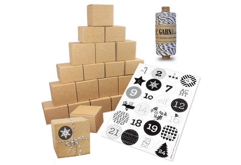 Bow & Hummingbird befüllbarer Adventskalender Adventskalender Set mit Boxen "Schwarz/Weiß" von Bow & Hummingbird