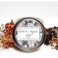 100 G Natürliche Sojakerze Braun Zucker & Feige Duft | Blechkerze Herbstduft Herbstkerze Braune Geschenkidee von BowAndArrowCandleCo