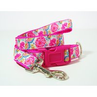 Rosa Blumen Jacquard Hundehalsband Oder Passender Leine Sicherheitsgurt 3/4 "Oder 1" Breite Rosa Blumen Jacquard Hundehalsband Oder Passender Leine Sicherheitsgurt 3/4 "Oder 1" Breite von BowesCollars