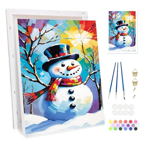 Bowetile Schneemann Malen nach Zahlen für Erwachsene mit Rahmen, Zahlenmalerei Set für Anfänger DIY Leinwand Kit, Gemälde Bastelset auf Leinwand mit Pinseln und Acrylpigment für Home Decor 20x30cm Bowetile Schneemann Malen nach Zahlen für Erwachsene mit Rahmen, Zahlenmalerei Set für Anfänger DIY Leinwand Kit, Gemälde Bastelset auf Leinwand mit Pinseln und Acrylpigment für Home Decor 20x30cm von Bowetile