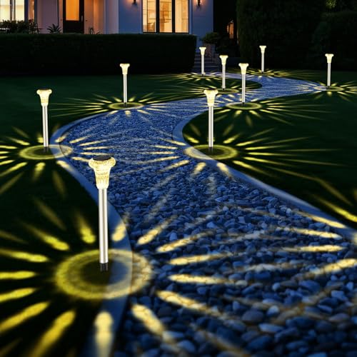 Bowfar Solarlampen für Außen, 6 Stück Solarleuchten Garten IP65 Wasserdichte Edelstahl Gartenbeleuchtung, Warmweiß Solar Gartenleuchten für Outdoor Terrasse Rasen Garten Balkon Wege Hof von Bowfar