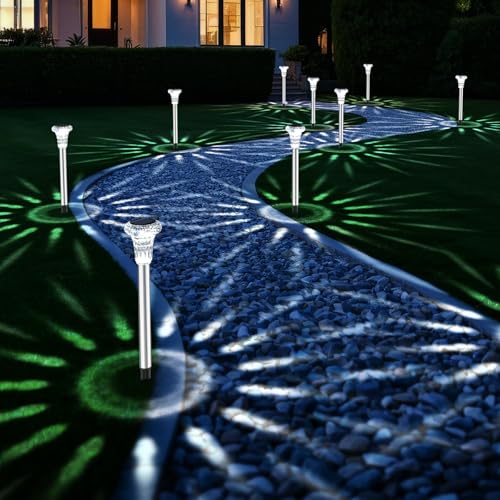 Bowfar Solarlampen für Außen, 6 Stück Solarleuchten Garten IP65 Wasserdichte Gartenbeleuchtung, Kaltweiß Edelstahl Solar Gartenleuchten für Outdoor Terrasse Rasen Garten Balkon Wege Hof von Bowfar
