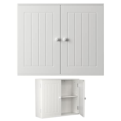 Bowose Hängeschrank mit 2 Ebenen, 2 Türen, Verstellbarer Innenboden, 3 Höhen, 10kg Belastbarkeit, wasserdichtes Badezimmerschrank für Haus, Bad, Küche, MDF-Plattenregal von Bowose