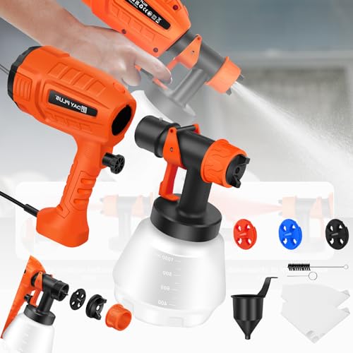 Farbspritzpistole,Farbspritzmaschine,Zaunfarbsprühgerät für Wände und Decken,Elektrische Sprühpistole Terrassenfarbe zum Streichen von Zäunen/Decken/Heimwerken,3 Sprühdüsen & 1000ml Sprühflasche von Bowose