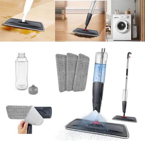 Flash Speed Mop Sprühwischer,Microfaser Flat Power Mop mit 3 austauschbaren Pads,Bodenwischer Wet&Dry Floor Cleaning Mop mit 360° drehbarem Kopf & 700 ml Tank für Laminatböden/Haushaltsreinigung von Bowose