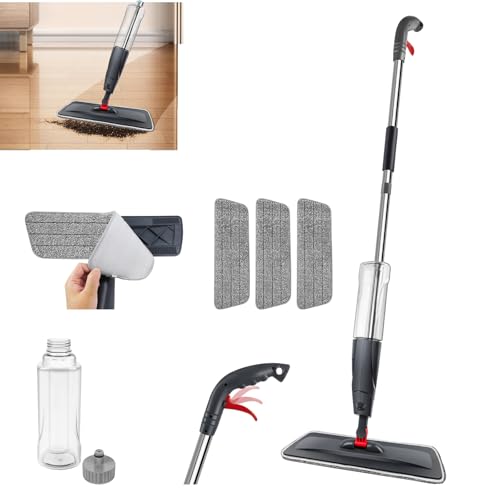 Bowose Flash Speed Mop, Mikrofaser Bodenwischer mit 3 austauschbaren Pads, Nass&Trocken Bodenreinigung Mop mit 700 ml Tank & 360° drehbarem Kopf für Haushalt/Laminatbodenreinigung von Bowose