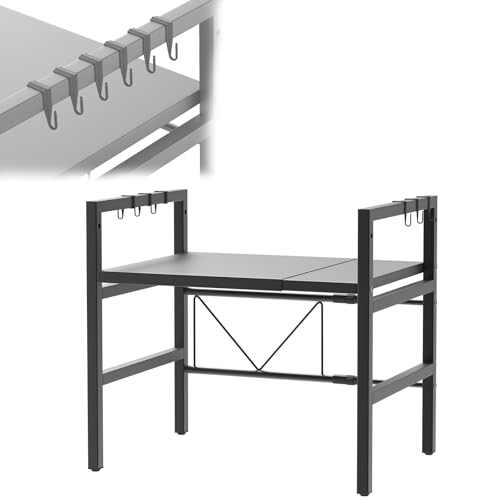 Mikrowellenregal, In Breite Und HöHe Verstellbarer KüChenstäNder, 2-Stufiger MikrowellenstäNder Mit Haken, Stahl-KüChenregal, Kaffee-Station-Organizer, Schwarz Mikrowellenregal, In Breite Und HöHe Verstellbarer KüChenstäNder, 2-Stufiger MikrowellenstäNder Mit Haken, Stahl-KüChenregal, Kaffee-Station-Organizer, Schwarz von Bowose