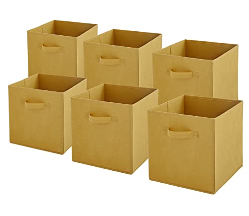 Box and beyond 6 Aufbewahrungsboxen aus Vlies, faltbar, Senf, 31 x 31 x 31 cm von Box and Beyond
