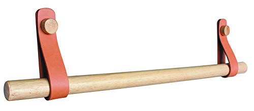 Box and Beyond Handtuchhalter zur Wandmontage – 1 seitliche Stange – Holz/Lederoptik – 50 x 12 x 3 cm von Box and Beyond