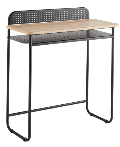 Box and Beyond - Schreibtisch aus Holz und Metall – Konsole – 1 Regal in Eichenoptik – 1 Regal aus perforiertem Metall – Natur/Schwarz – 80 x 86 x 37 cm Box and Beyond - Schreibtisch aus Holz und Metall – Konsole – 1 Regal in Eichenoptik – 1 Regal aus perforiertem Metall – Natur/Schwarz – 80 x 86 x 37 cm von Box and Beyond