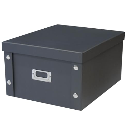 Box and beyond - Aufbewahrungsbox aus Karton Buro mit grauem Deckel – praktischer und robuster Organizer – 28 x 35 x 18 cm von Box and Beyond